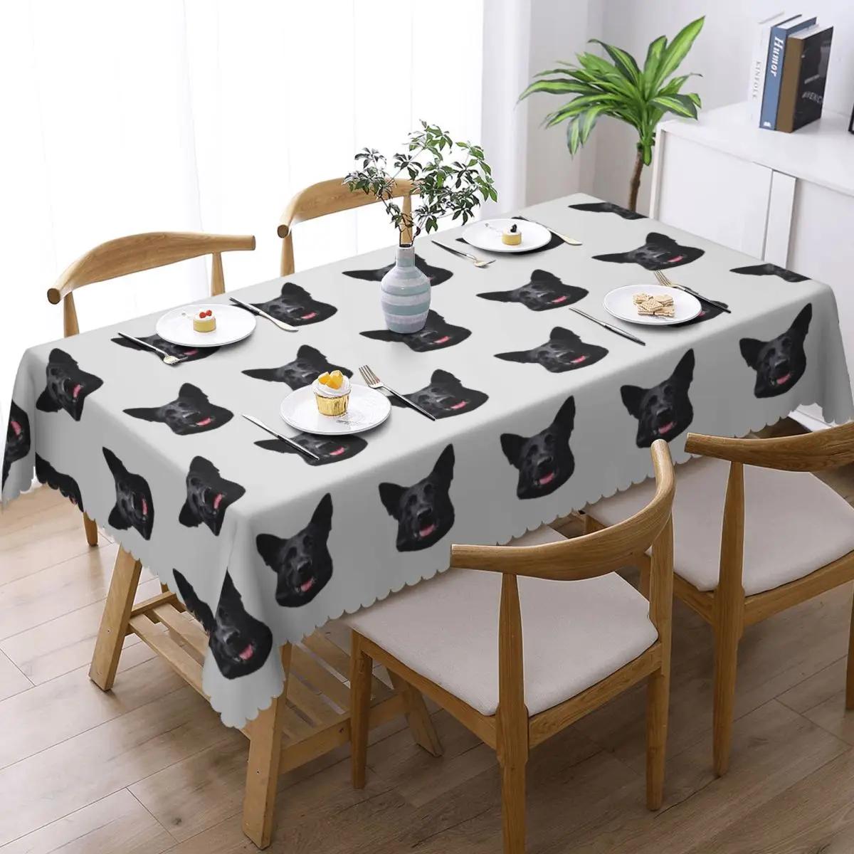 Black German Shepherd Dog Stunning Custom Rectangular Tablecloth Oilproof Table Cover for Festival Party Decorations Table Cloth