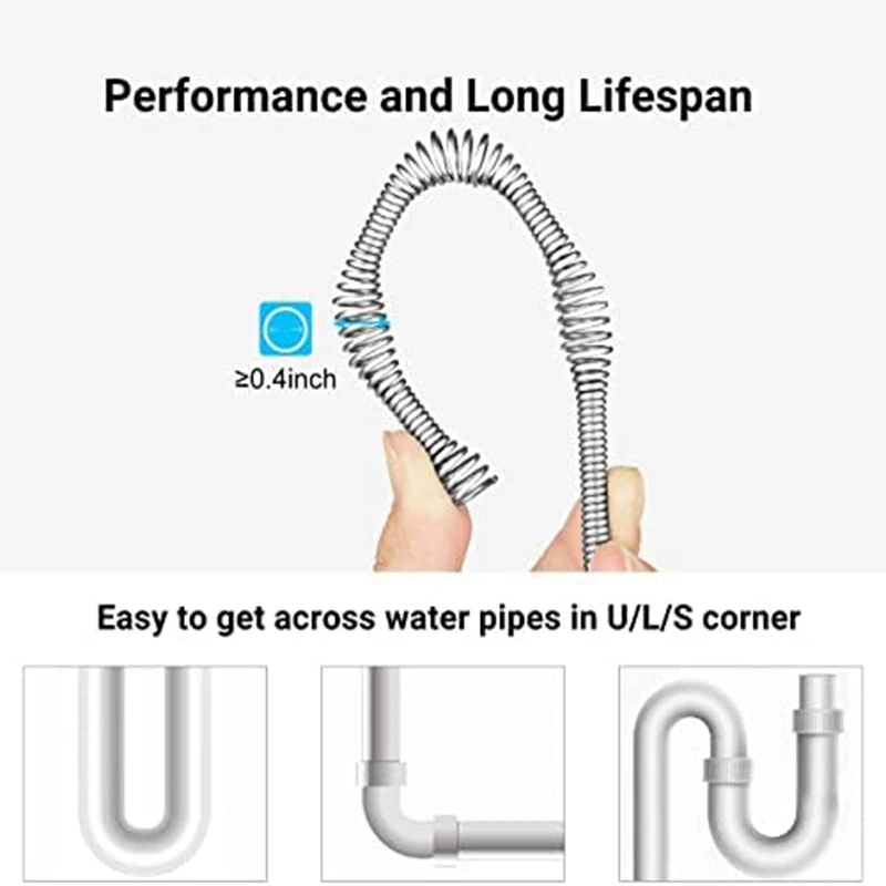 Plumbing Snake Drain Auger, Heavy Duty Pipe Clog Remover with Gloves,for Bathroom,Kitchen and Toilet Snake Drain Cleaner