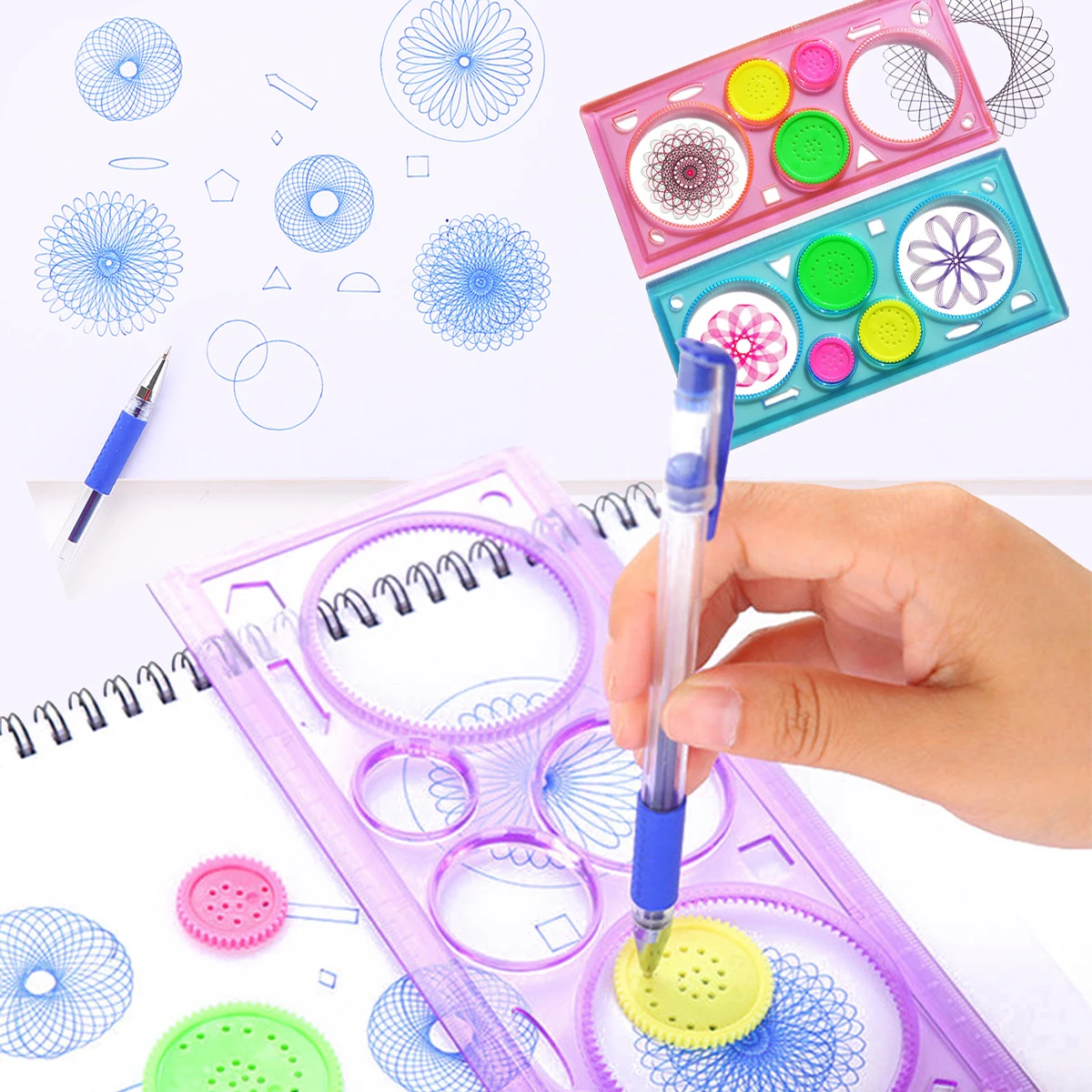 Spirograph Set, Fun Shapes Drawing Art Set Classic Gear Design Drawing Set Toys For Kids 8+ Some Parts are Sent Random