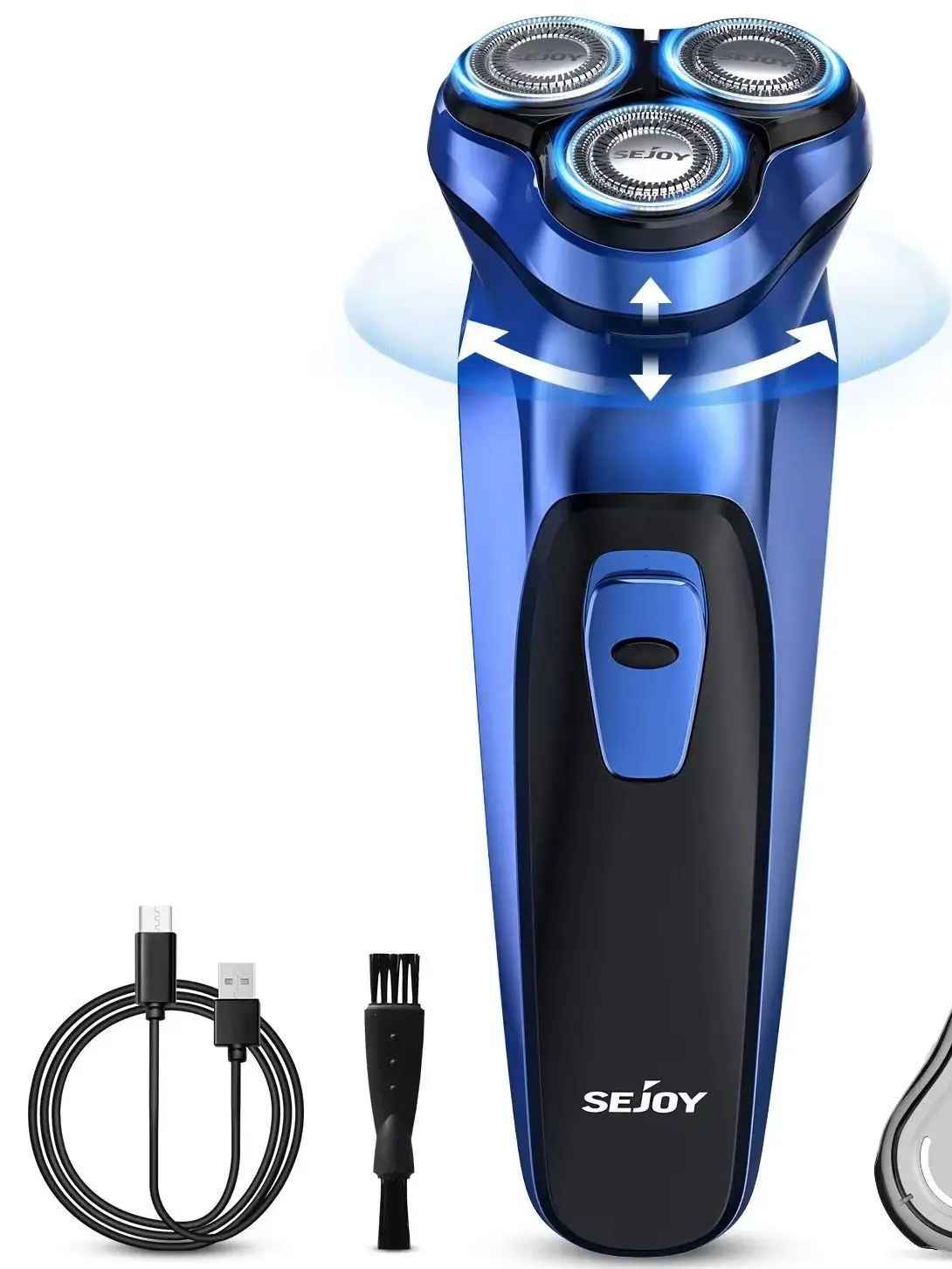SEJOY Elektrischer Rasierer für Männer, Kabellos, Herren-Elektrorasierer, Ausfahrbarer Trimmer, Nass- oder Trockenrasierer für Männer für Reisen, USB-Schnellladung