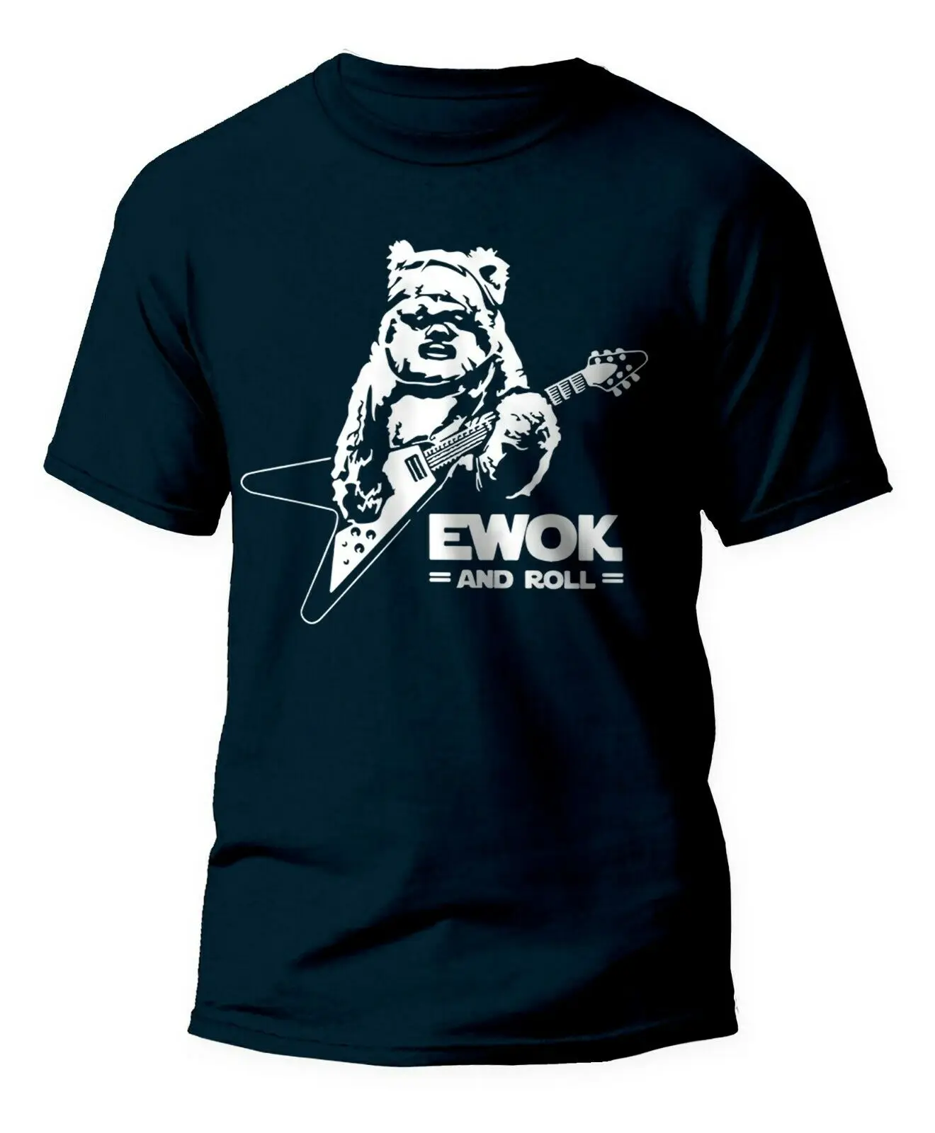 Men's Funny Ewok and Roll Guitar T-shirt Birthday Xmas Gift Top Tee