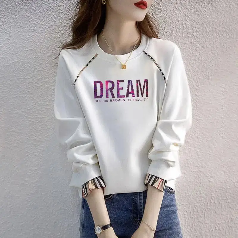 Autumn Casual Cotton Wild Sweatshirt Vintage Letter Print Streetwear Harajuku Y2k Pullover Female Free Shipping Women\'s Clothing