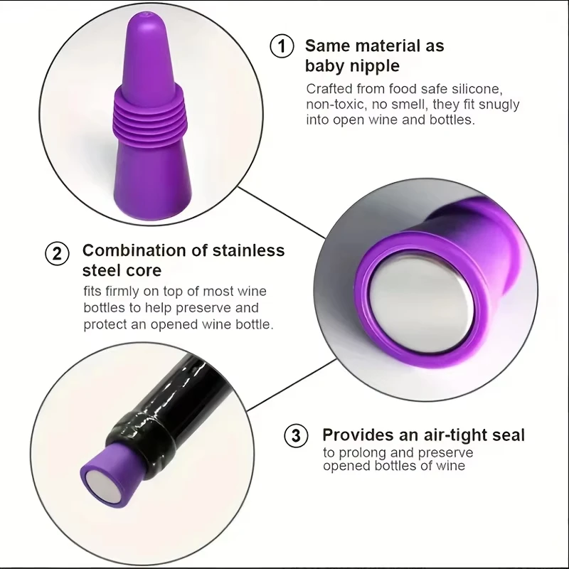 1/2 قطعة سيليكون النبيذ مثبت زجاجي قابلة لإعادة الاستخدام مانعة للتسرب المشروبات ويسكي البيرة الشمبانيا غطاء أقرب النبيذ الفلين المقابس الأغطية البارات أداة