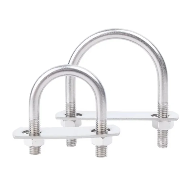 U-Bolzen aus Edelstahl 304 mit Mutternplatte für Rund- und Vierkantrohrklemmen M6 M8 U-förmiger Clip – Detail 3