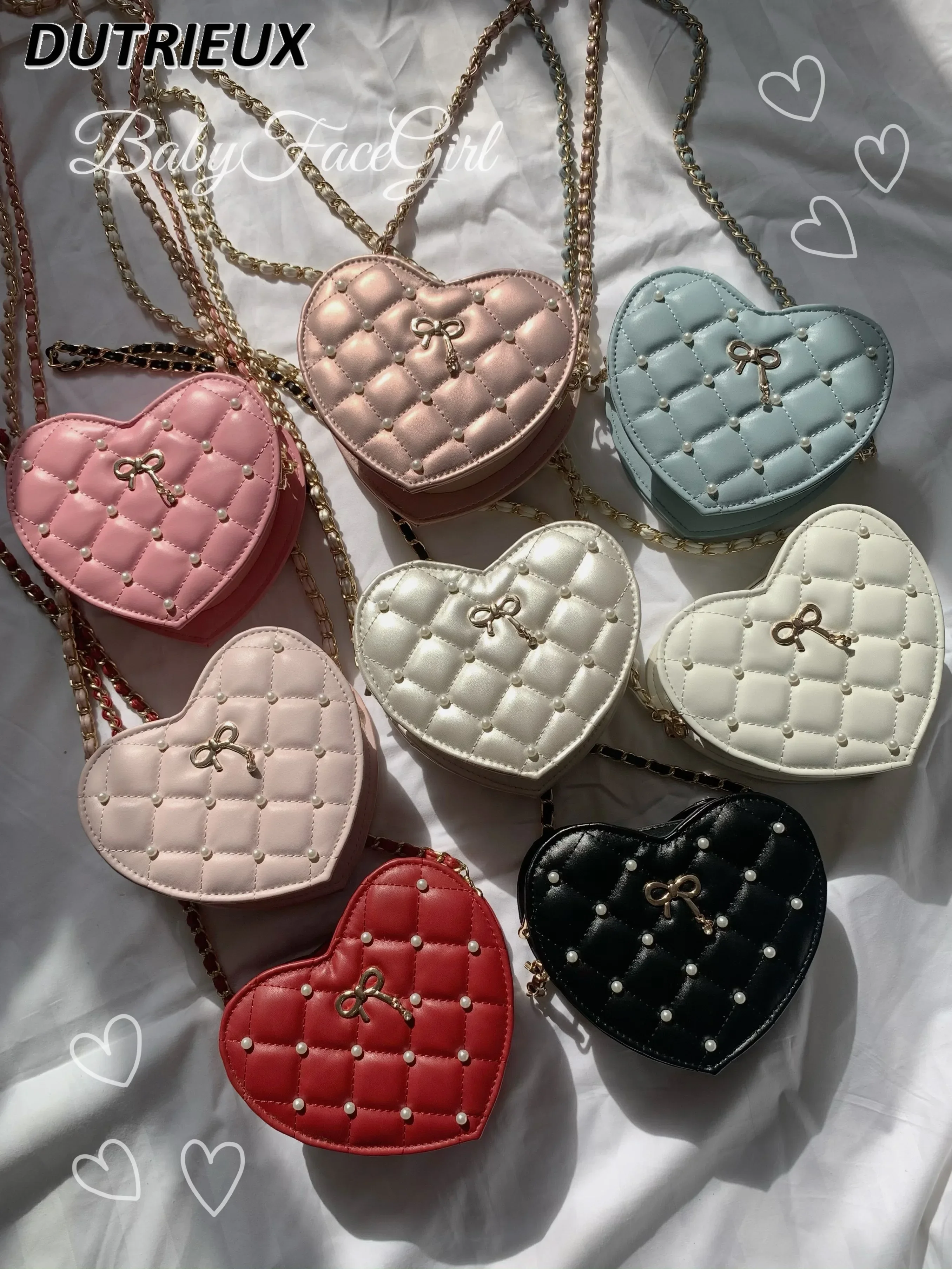 

Ladies' Cosmetic Bags Exquisite Sweet Cute Solid Color Girls Super Lolita Heart Mini Bag Simple Cosmetic Cases for Women