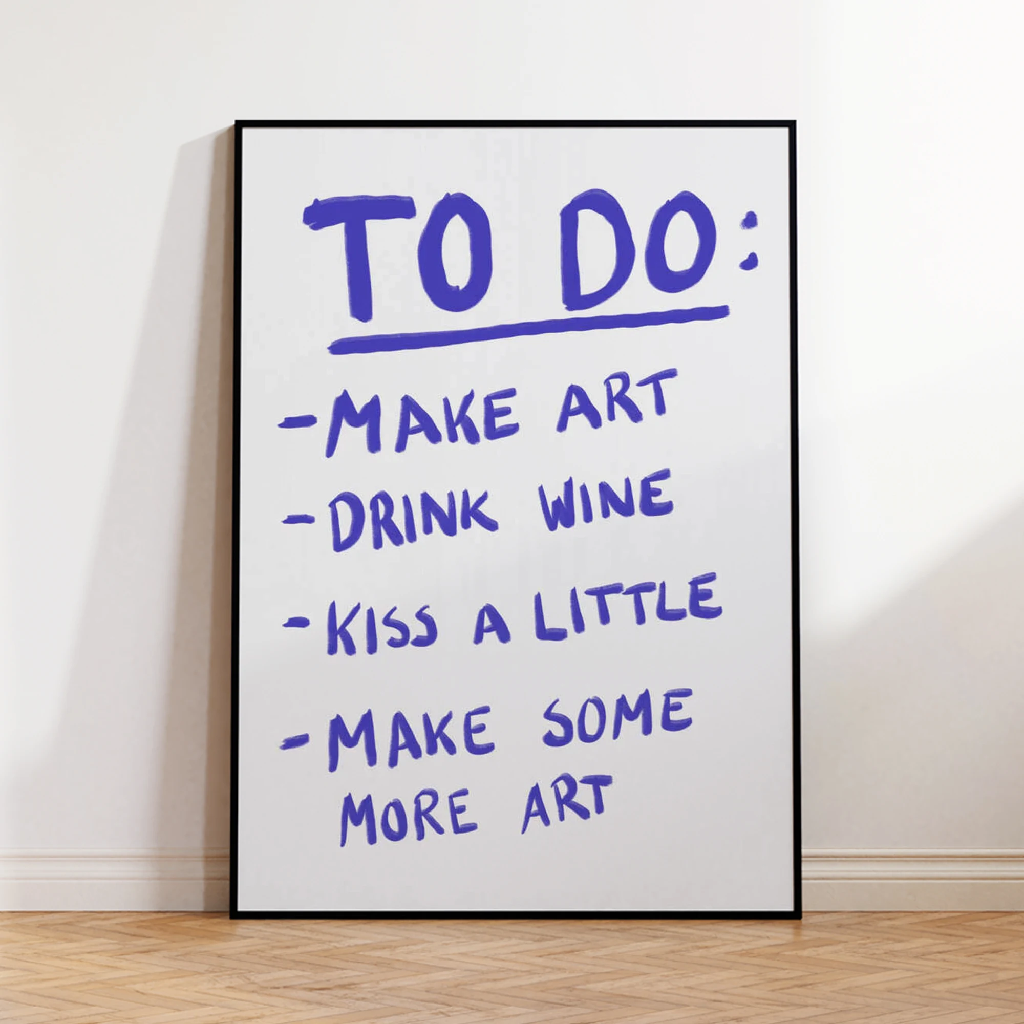 Modern,Minimalist Blue Creative To-Do List Wall Art Print Canvas Painting Poster Picture For Living Room,Bedroom Home Decor