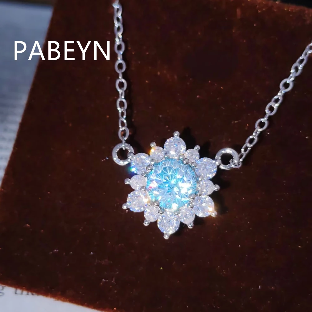 925 Sterling Silver Stylish Exquisite Colored Floral Sunflower Zircon Necklace Birthday Party Anniversary Gift
