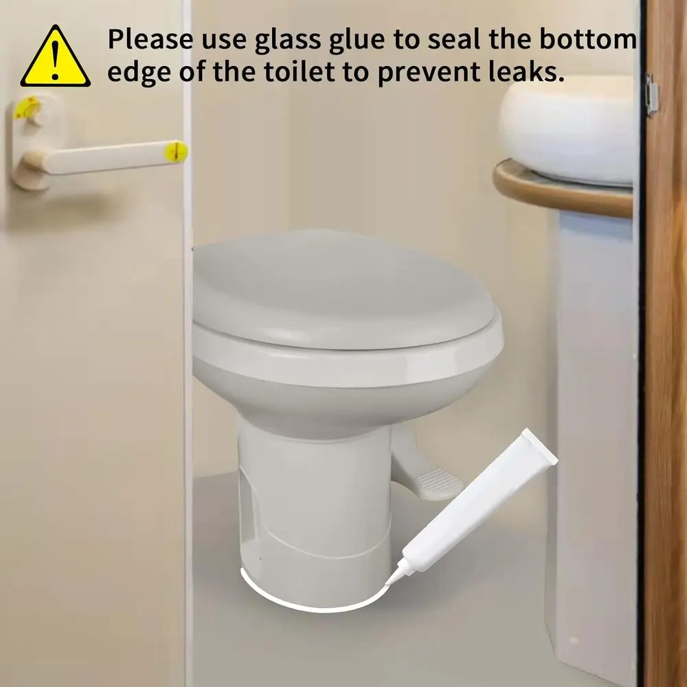 2026 New RV & Motorhome Toilet - Upgraded Pedal Flush, Gravity Flush with T-Style Outlets & Flange | Slow-Close Seat Cover view 4