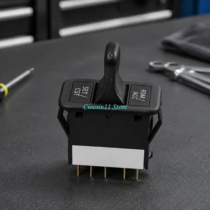 Y1UB Black ABS Cruise Control Switches With Short-Travel Button Actuation, Labeled SET and RSM Inputs, and Clip-Mounted Side