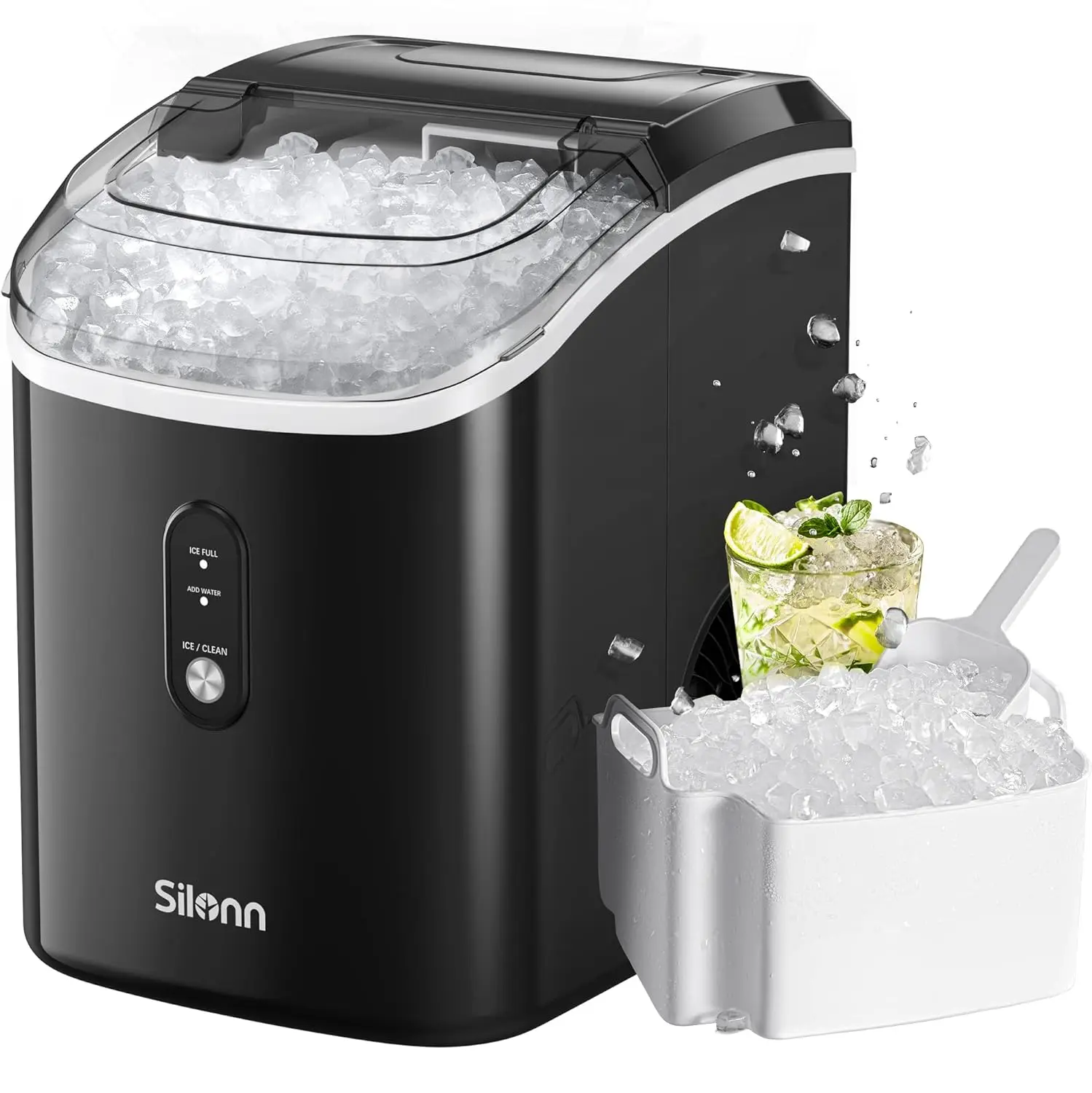 

Ice Maker Countertop - 33lbs/24H, Pebble Ice Maker Machine with Self-Cleaning Function, Ice Makers for Home Kitchen Office