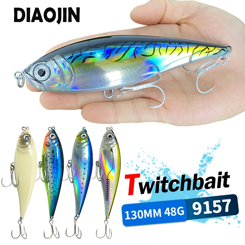 130mm 48g Pencil Fishing Lures Saltwater Trout Pesca Artificial Twitchbait 3D Floating Wobblers for Twitch Fishing Equipment