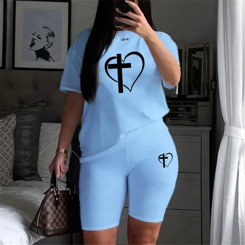 

Летняя горячая распродажа: Женские милые спортивные костюмы (шорты и футболки) – высококачественный повседневный модный облегающий спортивный костюм для женщин