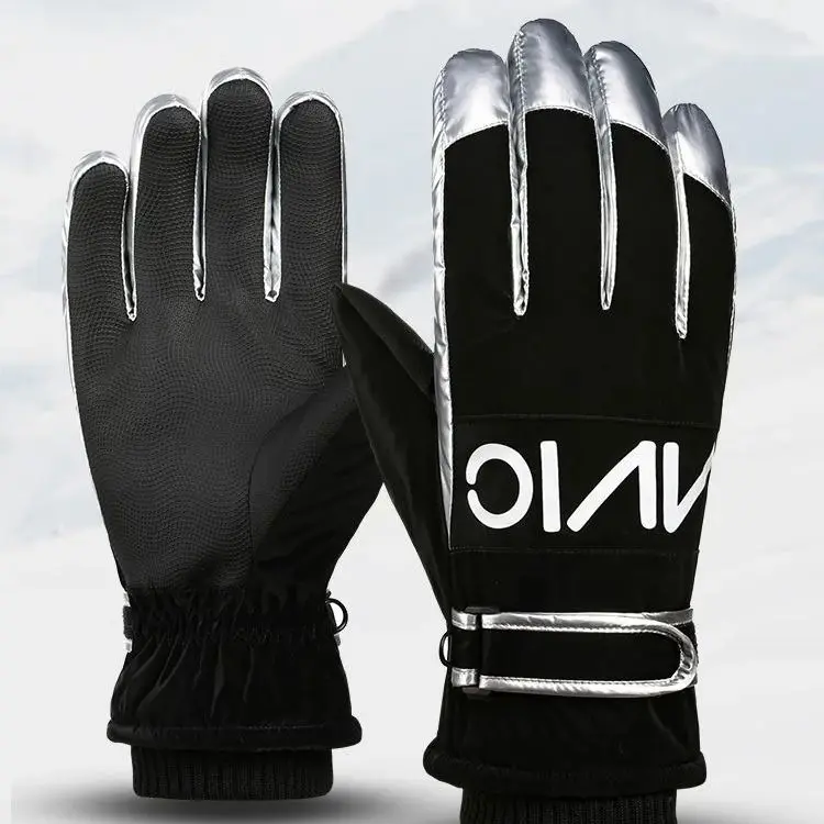 Ski Gloves Women Winter Velvet Thickened Warm Cotton Outdoor Riding Cycling Anti-slip Touch Screen Waterproof Windproof Soft