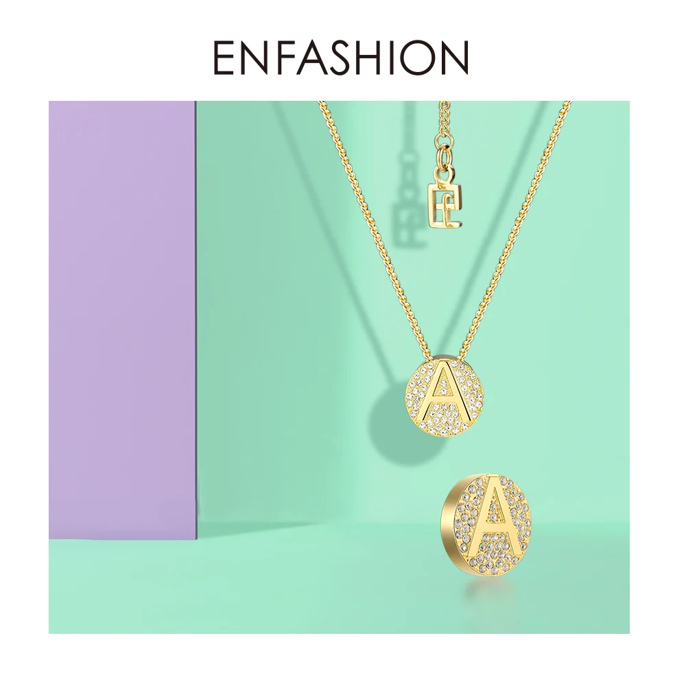 ENFASHION Letter Initial Pendants Necklace Stainless Steel Gold Color Letters Charms Necklaces For Women Fashion Jewelry 188002