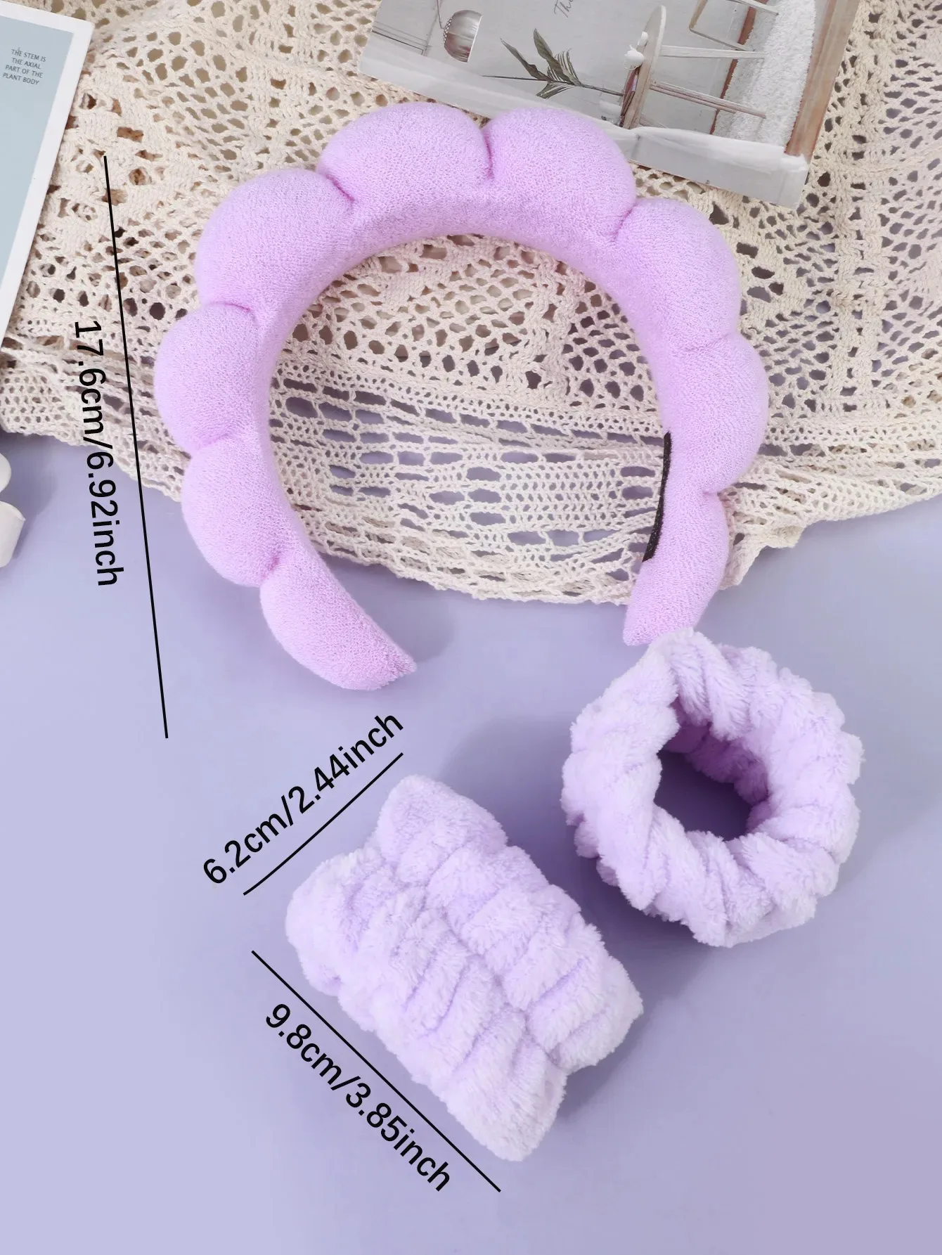 3 pezzi per lavare il viso per le donne fasce in spugna cinturino da polso trucco bolla morbida fascia per capelli accessori per capelli per ragazze copricapo