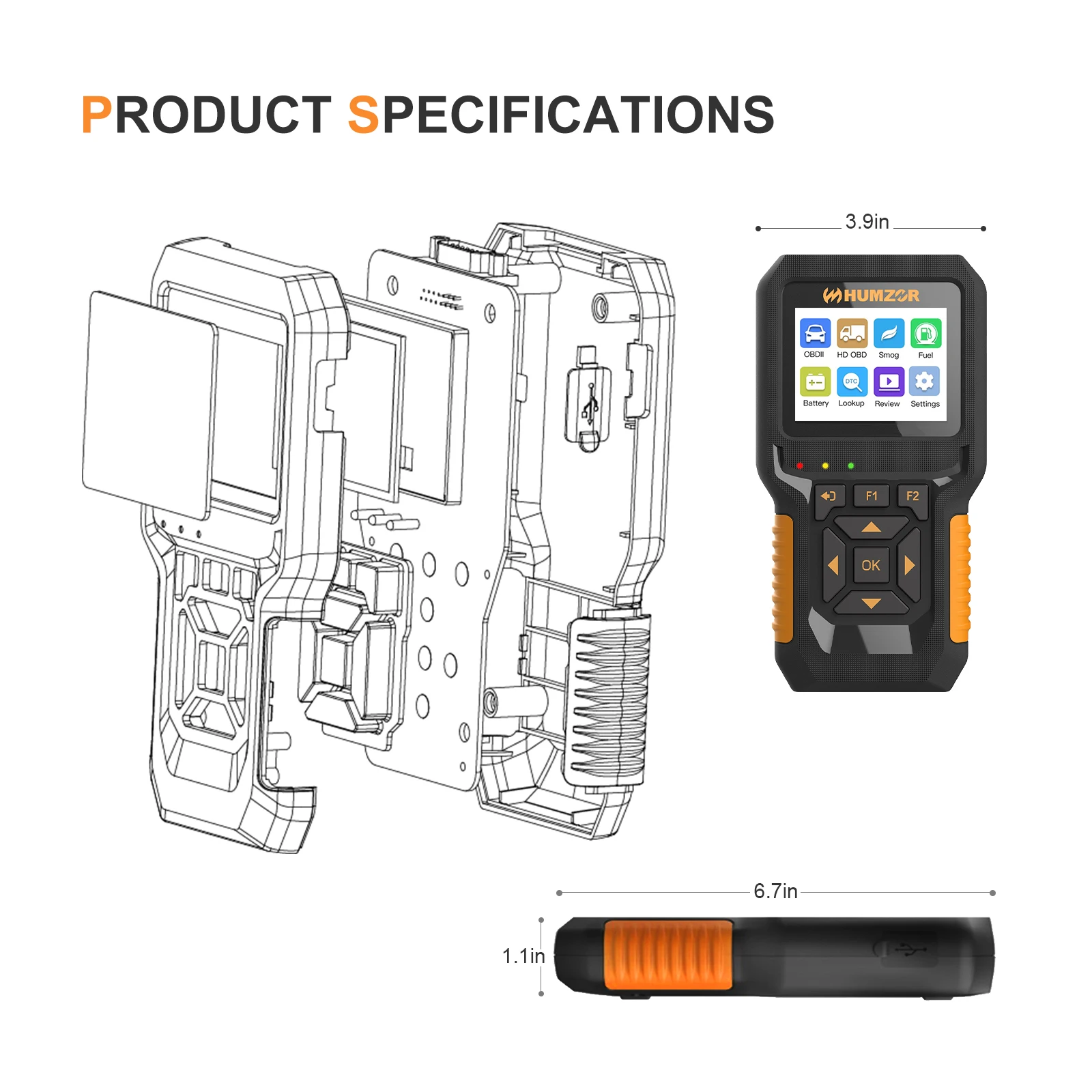 HUMZOR NC610 12V/24V Code Reader OBDII Engine J1939 For Car Automotive Scanner for Scania Truck OBD 2 OBD2 Diagnostic Auto Tool