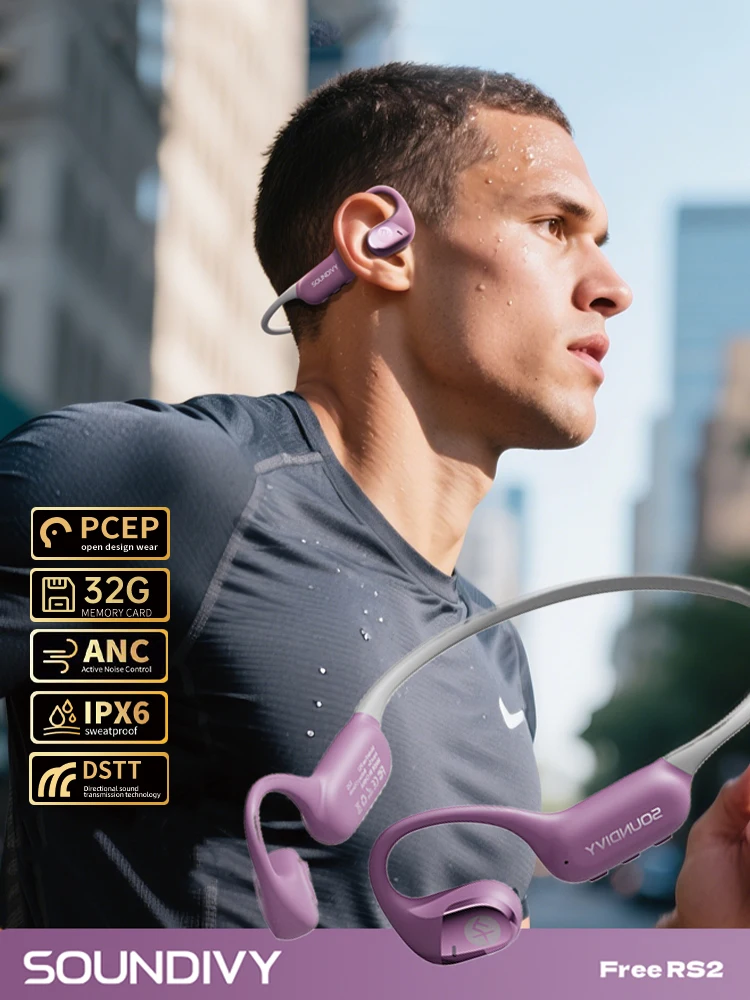 AliExpress RS2 Bone Conduction Bluetooth Earphones 32GB Memory IPX6 Daily Life Sweatproof Sports Running Cycling Earphones SOUNDITY