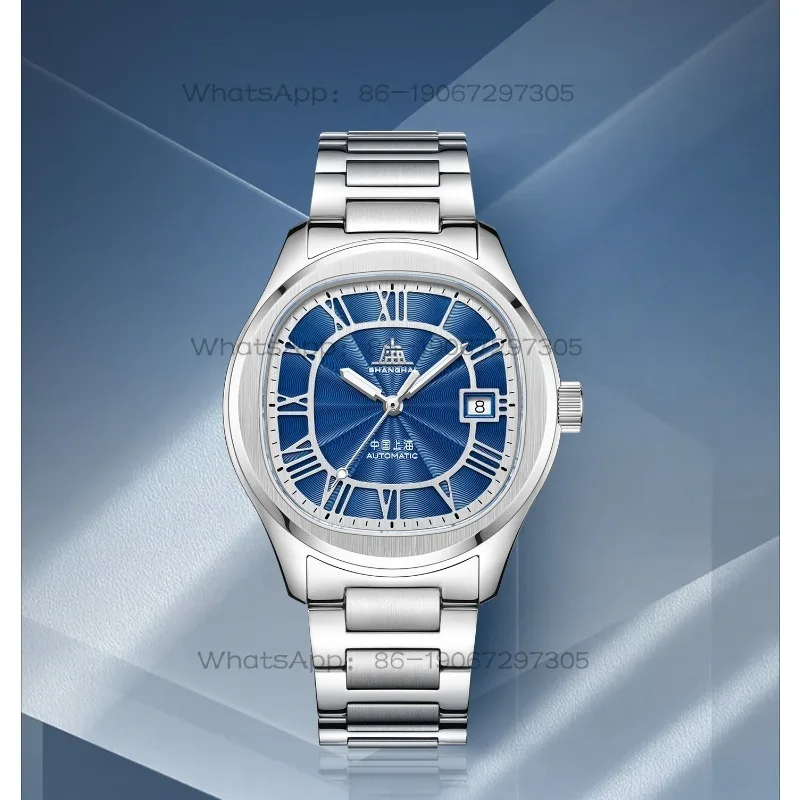 Time Island  Shanghai Chuansong Retro Photo Machine Men's Fashion Round Shell Square Disc Automatic Mechanical Watch