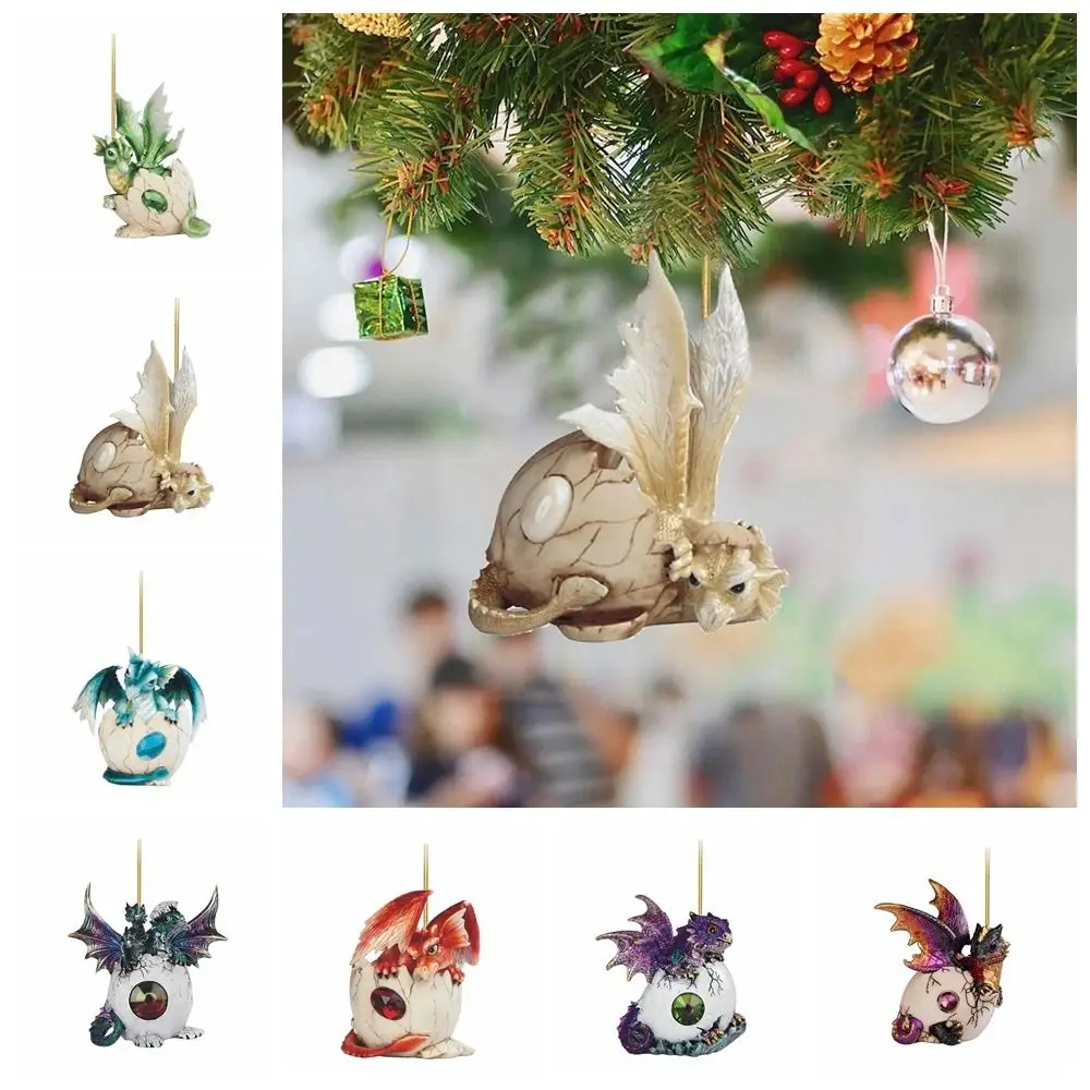 2D Christmas Dragon Egg Pendant Cartoon Dragon Egg Dragon Baby Hanging Ornament Acrylic Crafts Eye-Catching Acrylic Flat Pendant