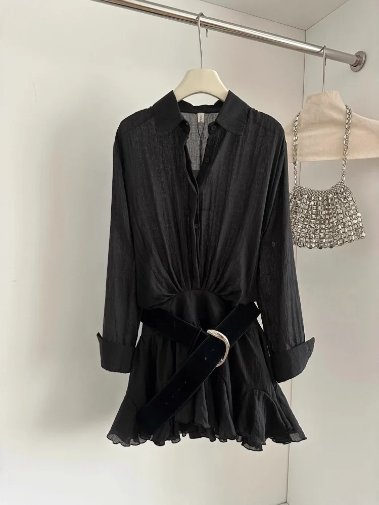 Sorella Star Abiti Moda Casual Falso in due pezzi Splicing Camicia a maniche corte Temperamento Pendolarismo Gonna corta a pieghe Outfit