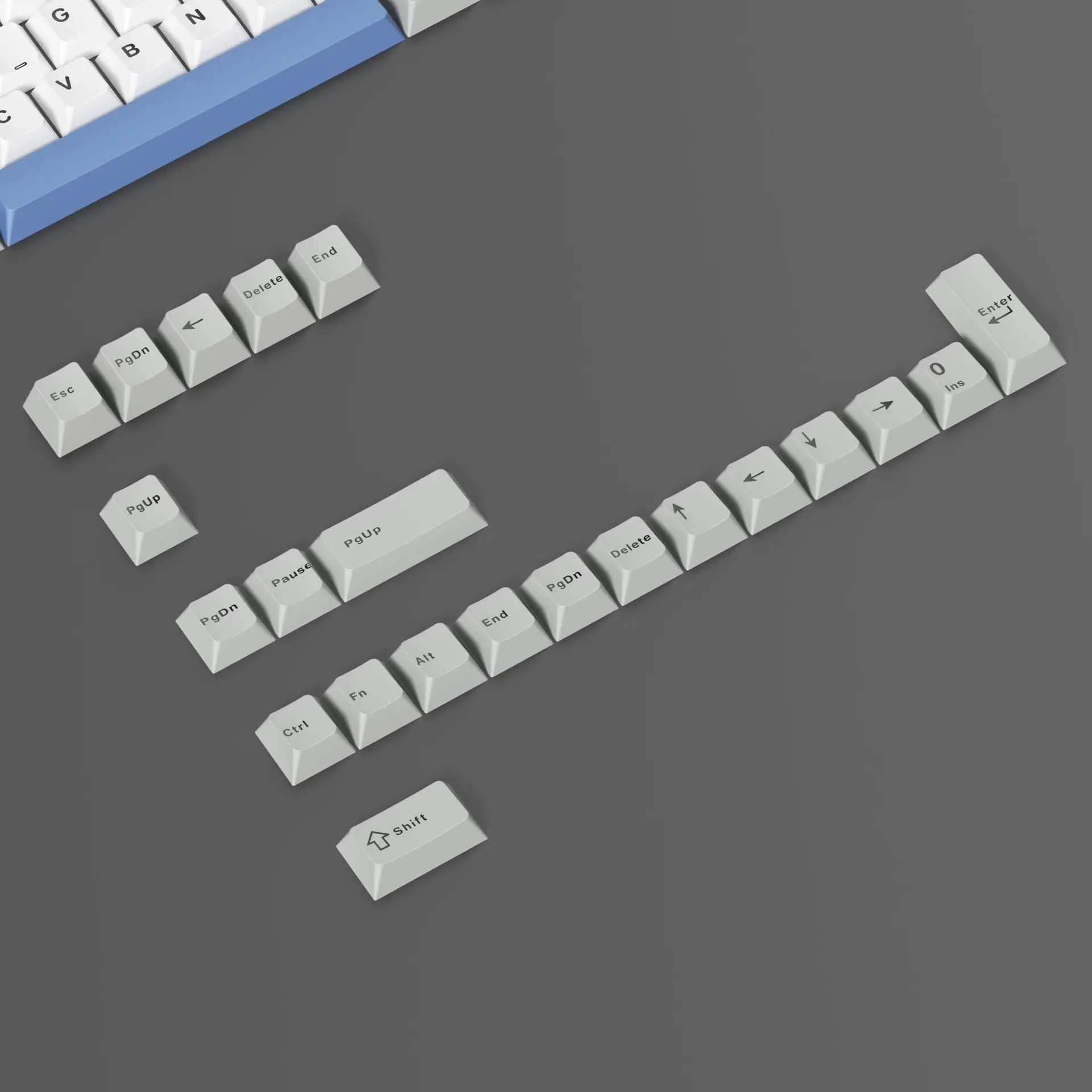 128 مفتاحًا أبيض رمادي مزدوج النار PBT أغطية مفاتيح الكرز الشخصي لوحة المفاتيح أغطية المفاتيح لمفاتيح Gateron MX لوحة المفاتيح الميكانيكية #4