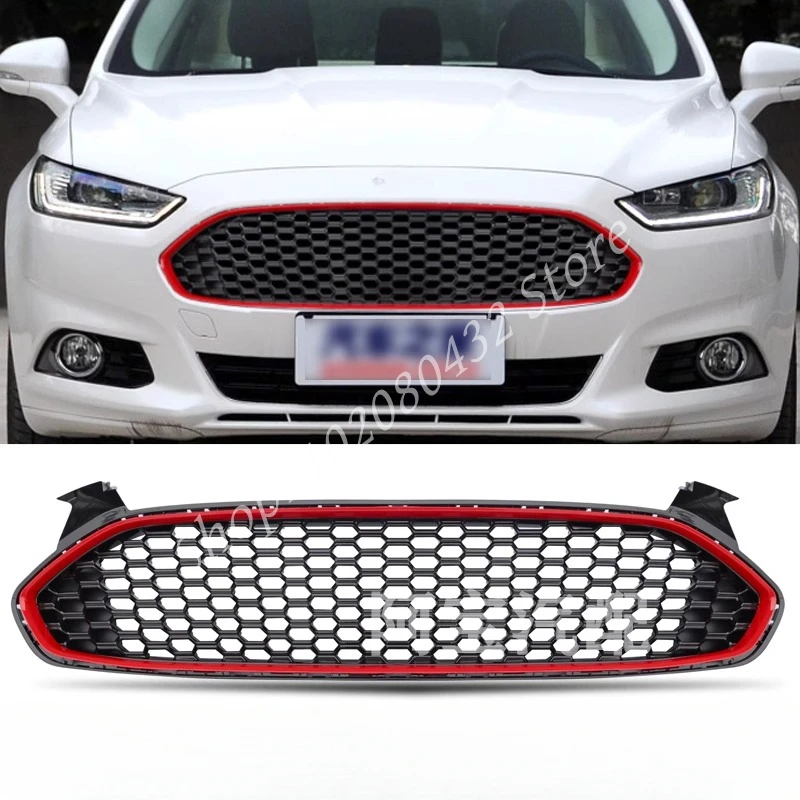 Car Front Upper Honeycomb Grilles Vent Grille For Ford Fusion Mondeo 2013-2016 Front Hood Bumper Grille Racing Grill