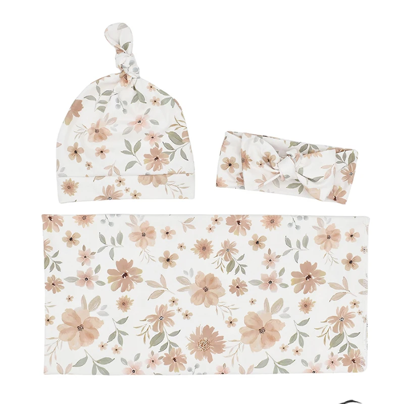 3 قطعة مجموعة الوليد قماط بطانية و طقم قبعات بنين بنات جيرسي متماسكة الطفل قماط التفاف التصوير الدعائم لوازم الطفل #6