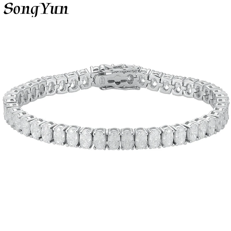 

SONGYUN Designer Jewelry 925 Sterling Silver Bracelet Moissanite Diamond Ladies 18K Real Gold Plated Tennis Bracelets Bangles