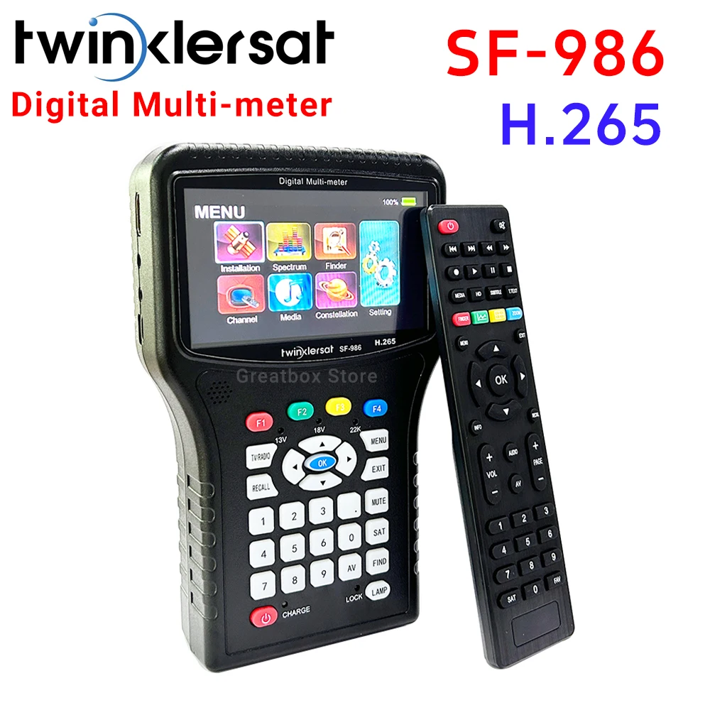 Twinklersat SF-986 Digital Multi-meter DVB-S2 H.265 Full HD 1080P Support USB WiFi 4.3inch LCD Display Sat Finder