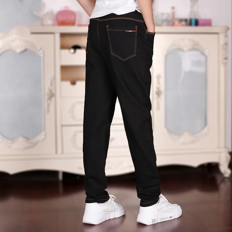 Boys Casual Jeans For Spring Autumn 2022 New Fashion Solid Elastic Waist Teenager Clothes Children'S Pants Oversize 110-180