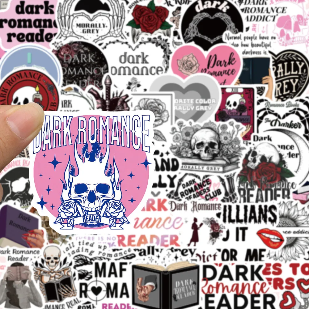 10/50PCS Cool Dark Skull Romance Reader Reading Stickers Aesthetic Scrapbooking Diary Phone Luggage Car Decoration Sticker Toy