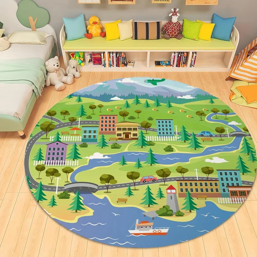 City Road Track Play Mat – Interactive Car Rug for Kids’ Playroom, Living Room or Classroom Fun