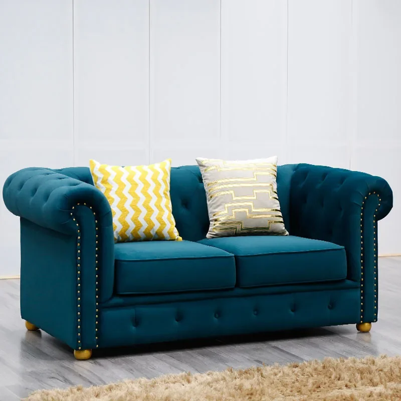 Sofa Set Combination Velvet Green Fabric Upholstered Living Room Sofa Family Apartment Furniture