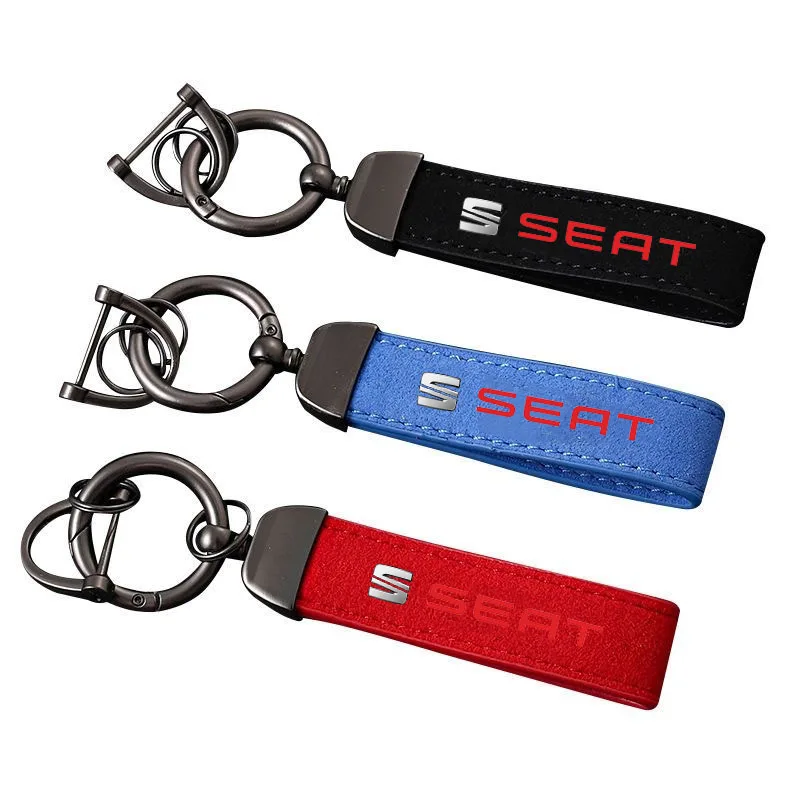 Suede Car Styling Suede Leather Keychain Metal Keyring Fob For Seat FR Leon Mk3 Mk2 Mk1 Ibiza Ateca Altea Cupra Auto Accessories