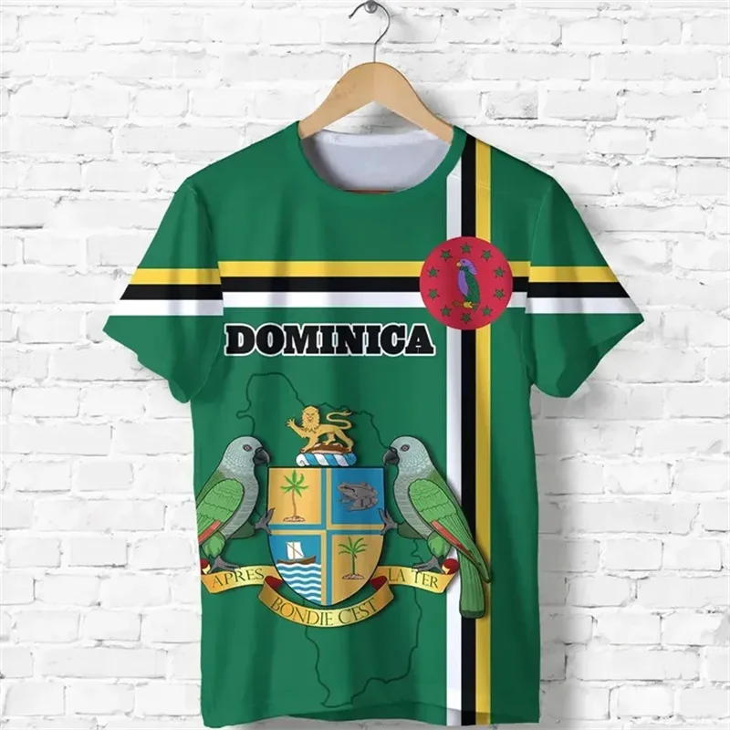 Dominica Coat Of Arms 3D Printing T Shirt The Commonwealth Of Dominica Flag Map Graphic Tee Shirts Casual Mens Clothing T-shirts