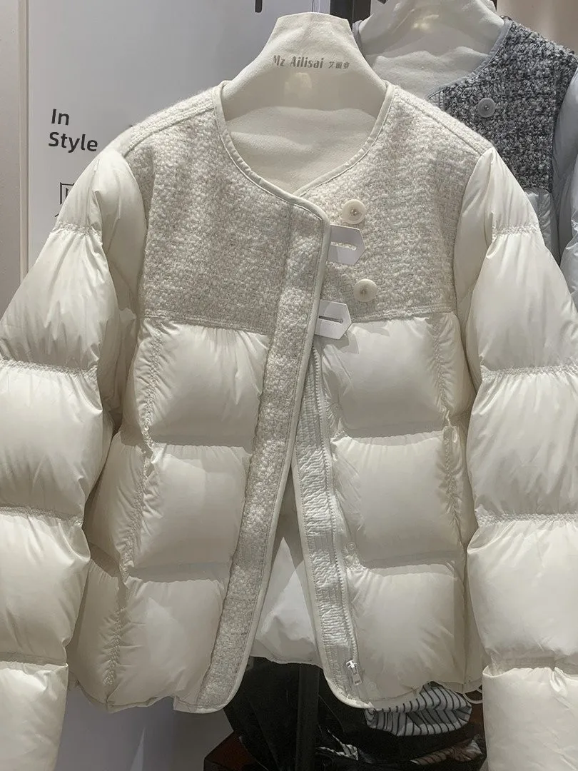 

Куртка-пуховик женская Sli Korean Sle, модная, шикарная, элитная, в корейском стиле, свободного кроя, однотонная