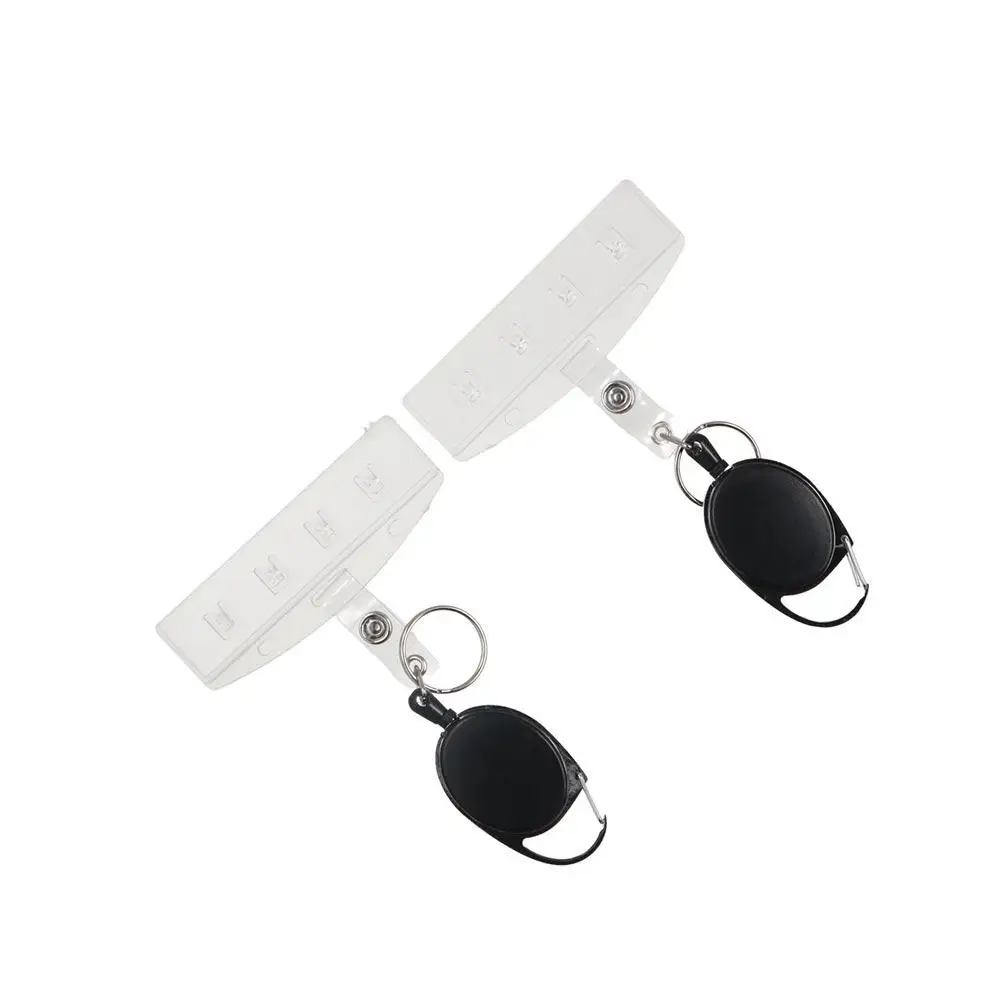 Horizontal Half Card Holder Transparent Easy Pull Buckle Retractable Badge Reel Card Protector Credit Card Name Card Cover