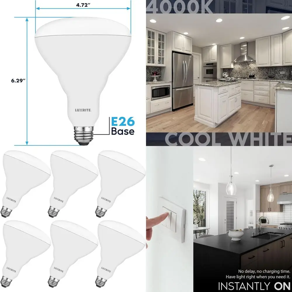 

Набор из 6 светодиодных ламп BR40 мощностью 13 Вт, эквивалент 85 Вт, холодный белый свет 4000K, с регулируемой яркостью, 1100 люмен, подходят для использования внутри и снаружи помещений, идеально подходят для O