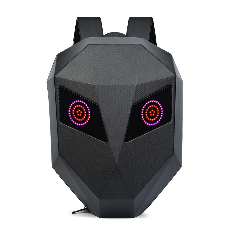 Iron Man Style Double-Shoulder Computer Backpack, Motorcycle Helmet Storage Bag, Expandable Capacity, Pc Hard Shell with Light-Up Feature for Safe Riding, No Need for Built-In App to Play Videos image 3