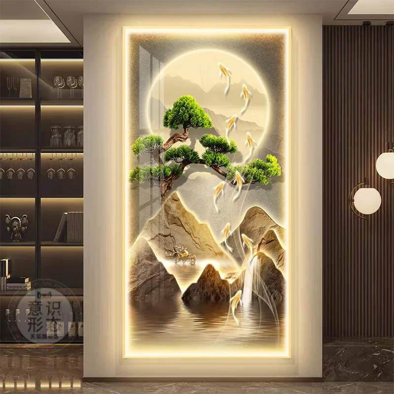 Picture 5: LED lights light luxury entrance door hanging high-end atmosphere corridor aisle mural