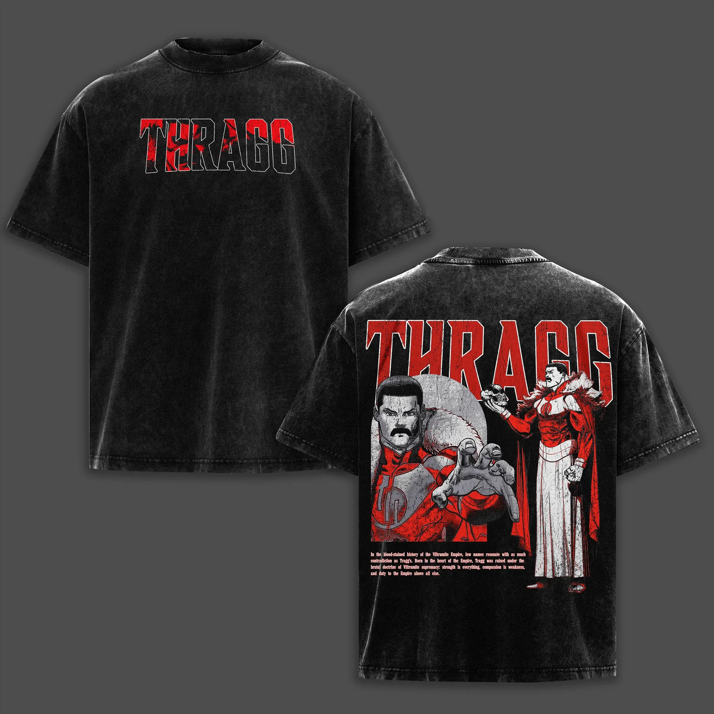 Thragg Viltrumite War Invincible Comic Graphic Print T-Shirt Men Women Retro Washed Cotton Harajuku Y2k Oversized Summer New Tee