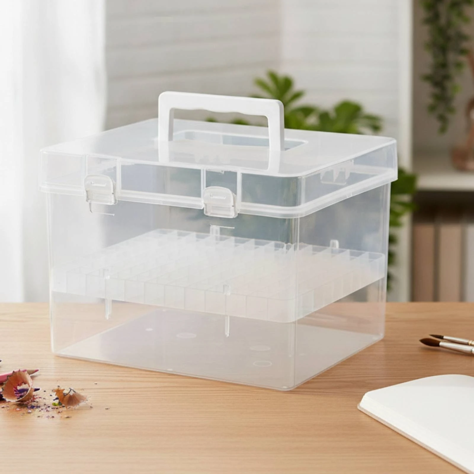 Marker Storage Box Portable Marker Storage Case Hard Plastic Multi-Slot for Artists, Sketching, Desk