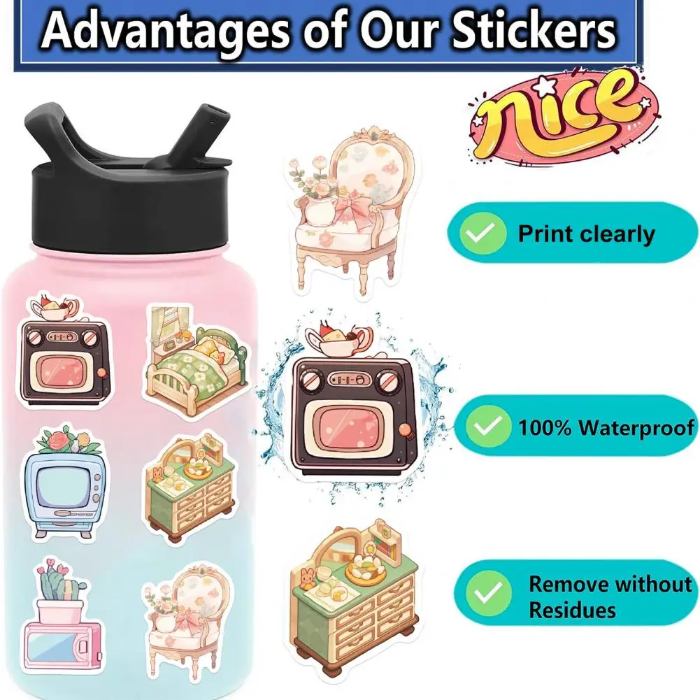 Fade-resistant Stickers Waterproof Pvc Stickers Waterproof Cartoon Sticker Set 50pcs Fade-resistant Decorative for Water