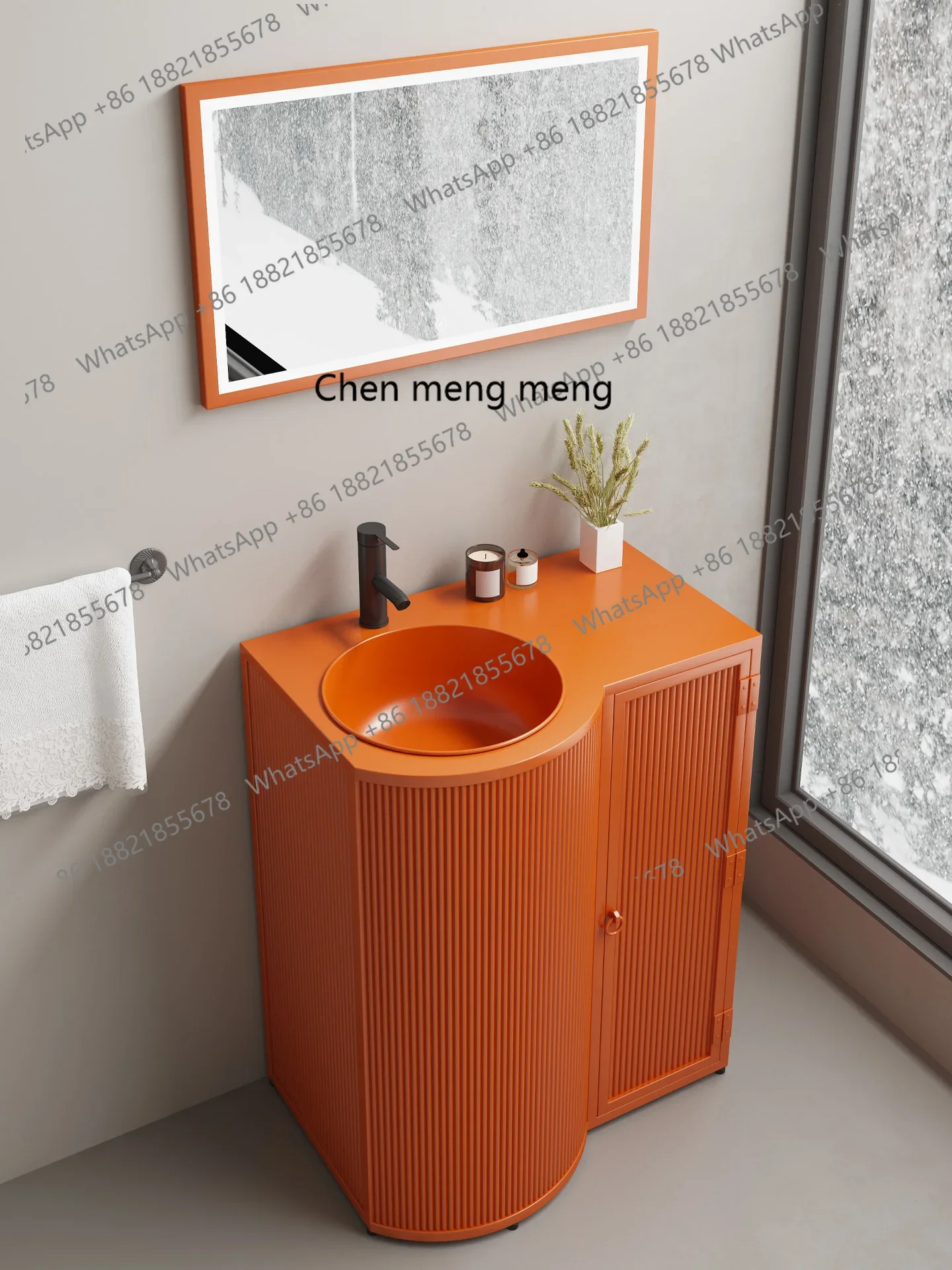 

X Floor-to-ceiling integrated washbasin trendy cabinet door, column washbasin