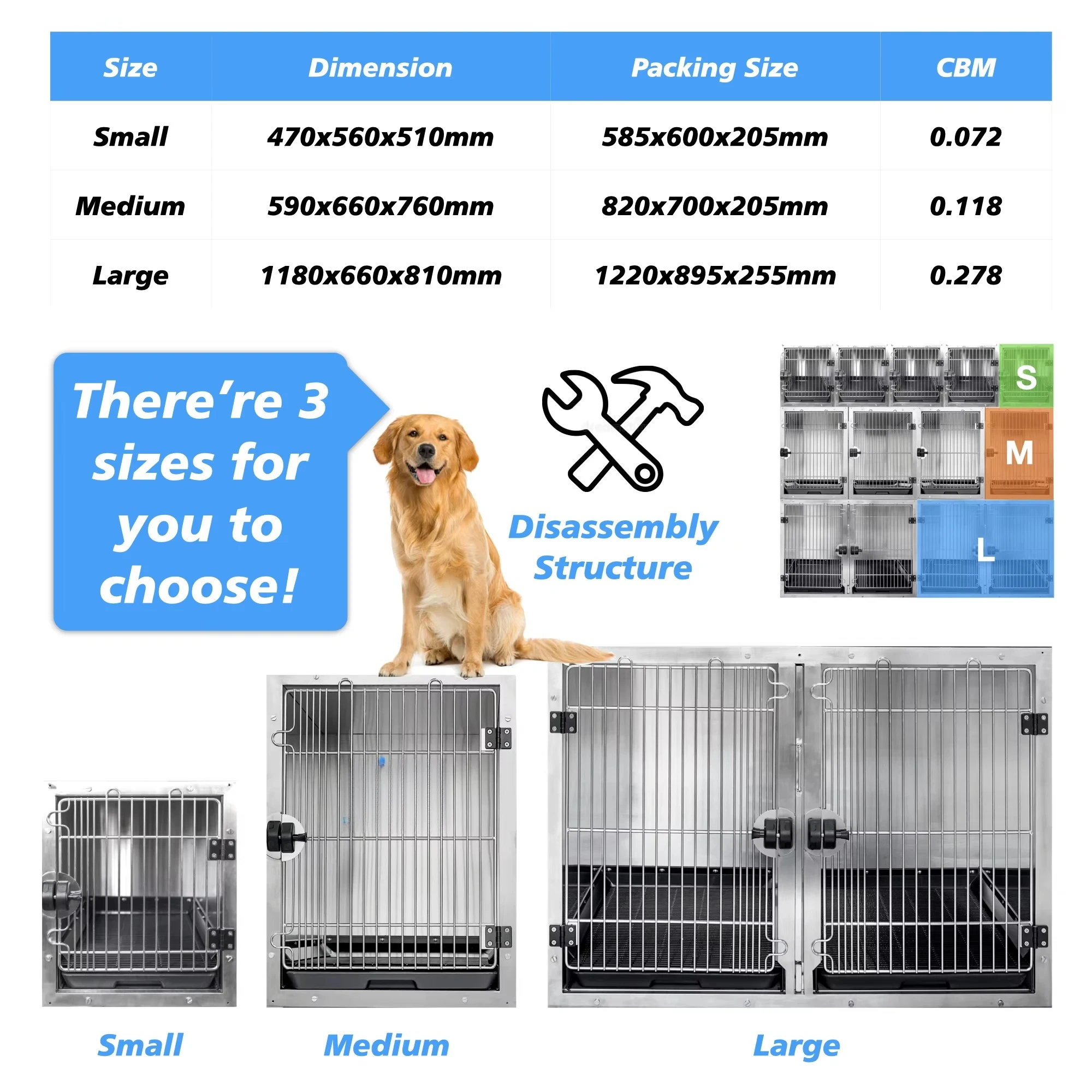 Professional Novelty Designed Stainless Steel Puppy Large Dog Kennel Cage Bank Pet Dog Cages Modular Crates Pet Hotel Cage
