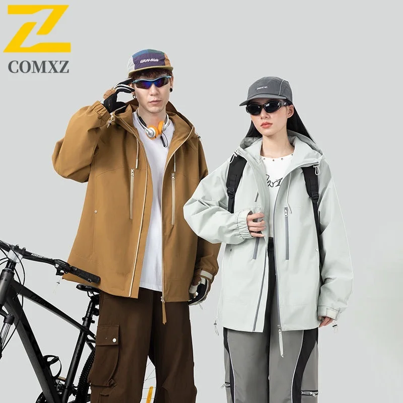

Men's Spring Autumn Workwear Jacket Windproof Waterproof Hooded Parka with Multi-Pockets Breathable Membrane for Outdoor Travel