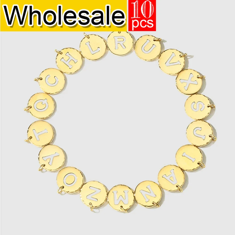 women 10PCS Stainless Steel Initial Charms Wholesale A-Z Golden Letter Pendant for Making Minimalism Necklace Women's Jewelry