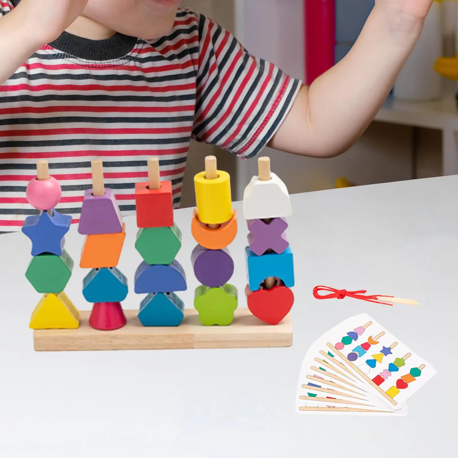 

Colorful Beaded Toys Hands on Color Matching Sensorial Teaching Developmental Interactive Game Stacking Blocks for Kids Baby