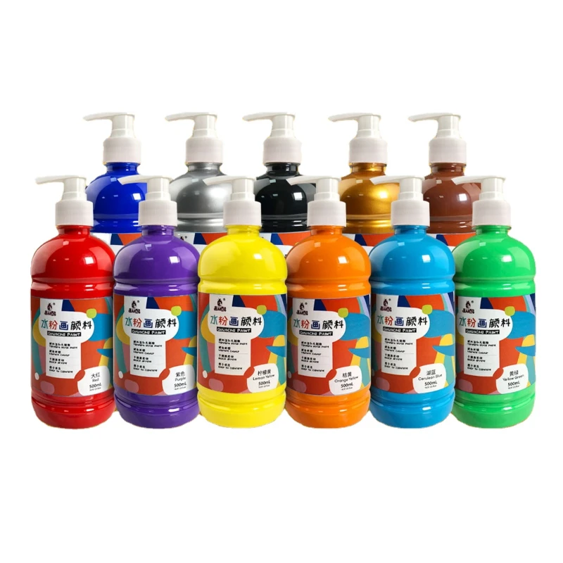 500ml Children's Gouache Paint Set Finger Paint Paint Drawing Watercolor Large Capacity for Adults or Children Bottled