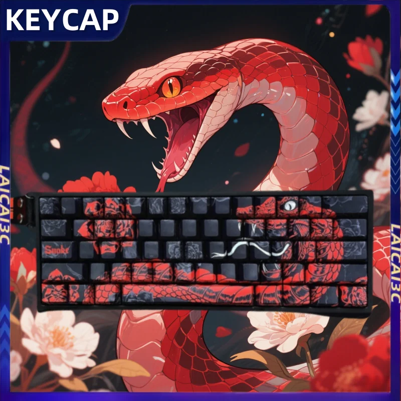 

Creative Night Snake Shadow Keycaps Side Carving Cherry Profile Anime Mechanical Keyboard Accessories Gift Collectibles Keycaps